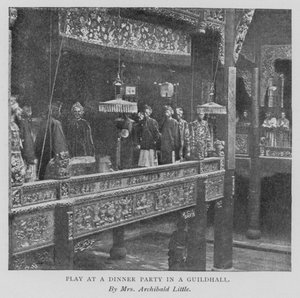 Play at a Dinner Party in a Guildhall (b/w photo)