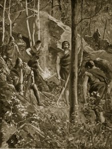 بريان بورو خارج عن القانون ، رسم توضيحي من "قصة هاتشينسون للأمة البريطانية" ، حوالي عام 1920 (ليتو) بواسطة ألان ستيوارت