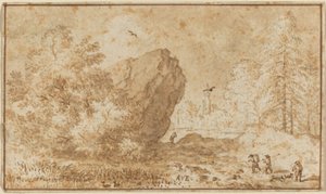 منظر طبيعي مع صخرة كبيرة. بواسطة ألارت فان إيفردنغن