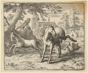 رينارد يذهب مع الغرير إلى المحكمة لاسترضاء غضب الأسد ، 1650-1675. بواسطة ألارت فان إيفردنغن