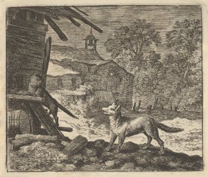 القط يتسلق الحظيرة ، 1650-1675. بواسطة ألارت فان إيفردنغن