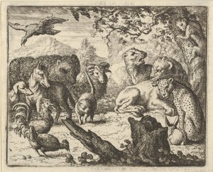 يعلن الأسد سلامًا دائمًا للحيوانات التي تحيط به ، 1650-1675.