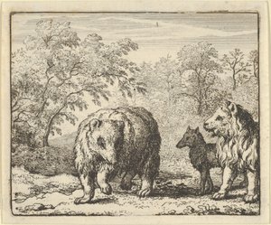 الأسد يحرر الدب والذئب ، 1650-1675. بواسطة ألارت فان إيفردنغن