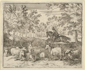 الراعي على ظهور الخيل يطارد الأيل ، 1650-1675. بواسطة ألارت فان إيفردنغن