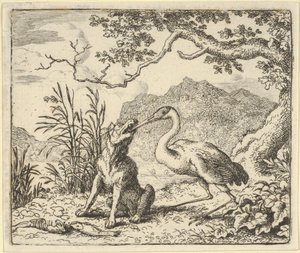 يزيل اللقلق عظمًا من حلق الذئب من فيلم Renard The F ... ، 1650-1650.