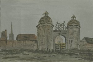 Hamstall Ridware Hall - Porters "النزل: لوحة ألوان مائية ، بدون تاريخ [1824-1882] بواسطة ألين إدوارد إيفريت