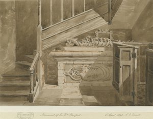 Handsworth - نصب السير ويليام ستانفورد: رسم بني داكن ، 6 أبريل 1842 بواسطة ألين إدوارد إيفريت