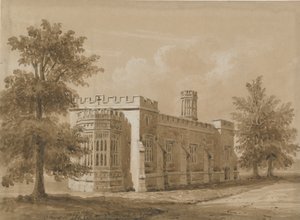 Tixall - كنيسة في قاعة Tixall: رسم غسل أحمر داكن ، بدون تاريخ [Jul 1842]
