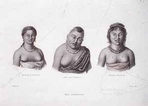 زوجات رؤساء هاواي من جزر ساندويتش حوالي 1824 (نقش)