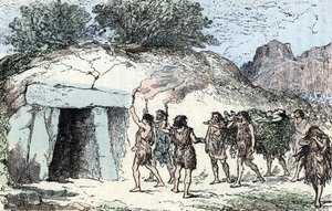 عصور ما قبل التاريخ، العصر الحجري الحديث. مراسم الجنازة (ما قبل التاريخ، العصر الحجري الحديث: مراسم الجنازة) نقش من quot;quot;الطبيعة والإنسانquot;quot; لرينجيد 1881 مجموعة خاصة