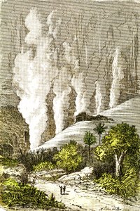 عصور ما قبل التاريخ- إعتام عدسة العين في زامبيزي: الخلق الطبيعي والكائنات الحية. رسم أ. ديمارل. 1885 بواسطة ألفونس ديمارلي
