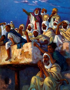 رسم توضيحي يصور العرب أثناء الصلاة خلال شهر رمضان. بقلم نصر الدين دينيه (ألفونس إتيان دينيه). 1861 1929