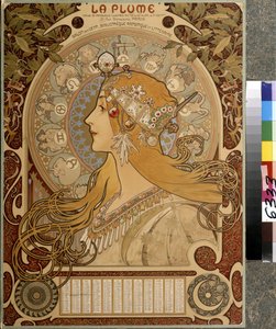 تقويم "La Plume" ، مجلة نصف شهرية مصورة من Salon des Cent. مكتبة فنية وأدبية. عمل فني لألفونس ماريا موتشا (ألفونس ماري موتشا