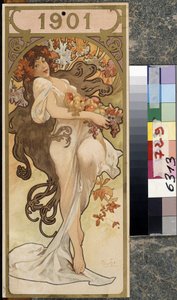 تقويم العام 1901. عمل فني لألفونس ماريا موتشا (ألفونس ماري موتشا بواسطة Alphonse Marie Mucha