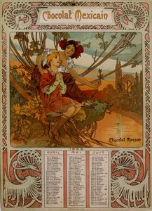 تقويم شوكولا ماسون يتضح من موتشا (1860-1939). رسام تشيكي بالفن الحديث بواسطة ألفونس موشا