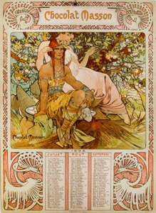 تقويم شوكولا ماسون يتضح من موتشا (1860-1939). رسام تشيكي بالفن الحديث بواسطة ألفونس موشا