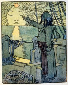 رسم توضيحي لألفونس موتشا لكتاب "كليو" (1900). بواسطة الكاتب الفرنسي. أناتول فرانس. أناتول فرانس (1844-1924). كان شاعرًا فرنسيًا. صحافي. والروائي. بواسطة ألفونس موشا
