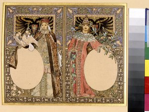 رسم توضيحي لكتاب (حكاية خرافية أو أساطير). عمل فني لألفونس ماريا موتشا (ألفونس ماري موتشا