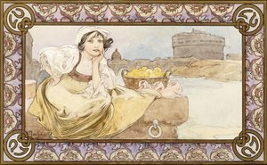 الفتاة الإيطالية ، 1900 بواسطة ألفونس موشا