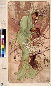 الشتاء (سلسلة رمزية في الفصول الأربعة). عمل فني لألفونس ماريا موتشا (ألفونس ماري موتشا