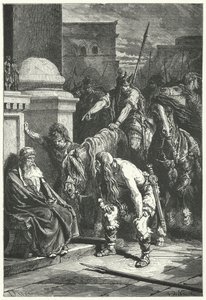 The death of Roman Consul Marcus Papirius in the Gallic sack of Rome, 387 BC (engraving)