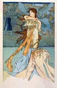 رسم توضيحي لألفونس موتشا من قصيدة "راما" في ثلاثة أعمال لبول فيرولا. حوالي 1898. موتشا (1860-1939). كان رسامًا تشيكيًا للفن الحديث بواسطة ألفونس موشا