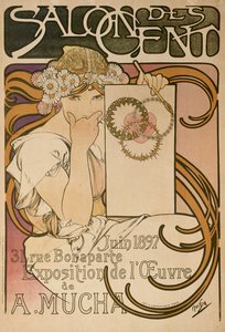 ملصق لمعرض ألفونس موتشاس في صالون ديس سنت ، باريس ، فرنسا ، 1897