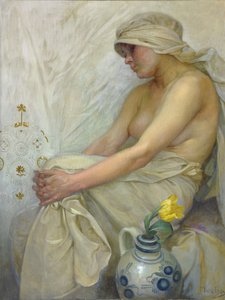 فتاة تجلس ، ج. 1914 بواسطة ألفونس موشا