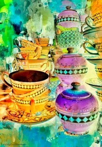 Gold and Purple Stacks ، 2014 ، (التصوير الرقمي للوسائط المختلطة)