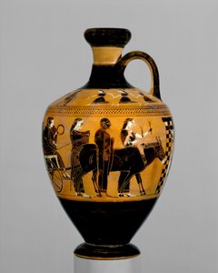 Terracotta lekythos ، حوالي 550-530 قبل الميلاد (الطين)