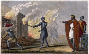 Clotaire (Clothaire) I (497-561) أحرق ابنه Chramne في كوخ ، تمرد ضده - Reign of Clotaire. احترق كلوتاير في كوخ وتمرد ابنه كرامني ضده - ديسين وآخرون قبر بواسطة أمبرواز تارديو في عام 1825. بواسطة أمبرواز تارديو