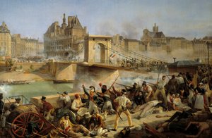ثورة 1830 ، يوم يوليو: الهجوم على فندق دي فيل دي باريس والقتال على جسر أركول ، 28 يوليو 1830 (زيت على قماش) بواسطة أميدي بورجوا