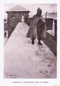 دورية في حصن شمال بريطاني في الشتاء ، رسم توضيحي من الجندي الروماني ، 1928