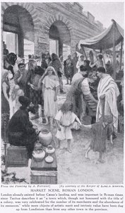 مشهد السوق الروماني ، لندن ، توضيح من "تاريخ الأمم في هاتشينسون" ، ج .1910