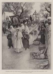 الملكة في سيميز ، جلالة الملكة تشهد رحيل التائبين الأحمر في Fete des Cougourdons ، سيميز بواسطة Amedee Forestier