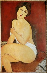 امرأة عارية جالسة لوحة لأميديو موديلياني (1884-1920) 1917 صن. 1x0،65 m مجموعة Privee - عارية كبيرة جالسة. لوحة لأميديو موديلياني (1884-1920)