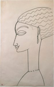 الملف الشخصي للمرأة. الملف الشخصي للإناث. رسم أميديو موديلياني (1884-1920) ، 1910-1911. نيويورك ، متحف الفن الحديث بواسطة أميديو موديجلياني