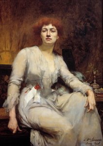 Portrait of Severine (Caroline Remy wife Guebhard) (1856-1929), socialist journalist Painting by Amelie Beaury Saurel (? -1924) 1893 Sun. 1,2x0,87 m. Paris, Musee Carnavalet بواسطة اميلي بيوري سوريل