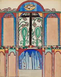 اللوحة 6: كنيسة Altarpiece ، سانتا كروز: من محفظة "التصاميم الاستعمارية الإسبانية لنيو مكسيكو" بواسطة القرن العشرين الأمريكي