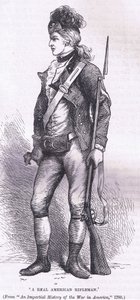 رجل بندقية أمريكي حقيقي ، رسم توضيحي من Cassells History of the United States نشره Cassell، Petter & Galpin، c1900 (litho) بواسطة مدرسة اللغة الإنجليزية الأمريكية
