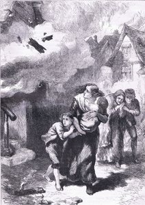 حادثة حرق نورفولك ، رسم توضيحي من Cassells History of the United States نشره Cassell، Petter & Galpin، c1900 (litho) بواسطة مدرسة اللغة الإنجليزية الأمريكية
