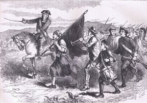 The crowd at Springfield with the black flag, illustration from Cassells History of the United States published by Cassell, Petter & Galpin, c.1900 (litho) بواسطة مدرسة اللغة الإنجليزية الأمريكية