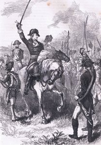 قراءة إعلان الاستقلال للجيش ، رسم توضيحي من Cassells History of the United States نشره Cassell ، Petter & Galpin ، c1900 (litho) بواسطة مدرسة اللغة الإنجليزية الأمريكية