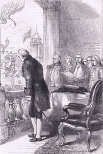 تركيب واشنطن ، رسم توضيحي من Cassells History of the United States نشره Cassell، Petter & Galpin، c1900 (litho) بواسطة مدرسة اللغة الإنجليزية الأمريكية