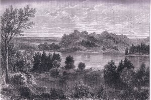 وادي المسيسيبي ، رسم توضيحي من Cassells History of the United States نشره Cassell ، Petter & Galpin ، c1900 (litho) بواسطة مدرسة اللغة الإنجليزية الأمريكية