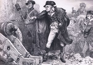 واشنطن عند حصار يوركتاون ، رسم توضيحي من Cassells History of the United States نشره Cassell ، Petter & Galpin ، c1900 (litho) بواسطة مدرسة اللغة الإنجليزية الأمريكية