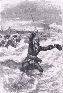 هبوط Wolfe في Louisburg ، رسم توضيحي من Cassells History of the United States نشره Cassell ، Petter & Galpin ، c1900 (litho) بواسطة مدرسة اللغة الإنجليزية الأمريكية