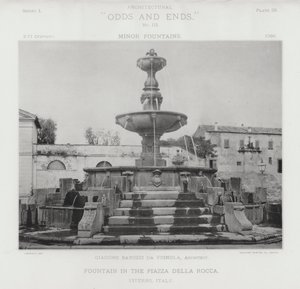 نافورة في ساحة Piazza Della Rocca ، فيتيربو ، إيطاليا (b / w photo) بواسطة المصور الأمريكي (بعد)