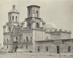 Mission San Xavier Del Bac ، أريزونا (صورة b / w) بواسطة المصور الأمريكي (بعد)
