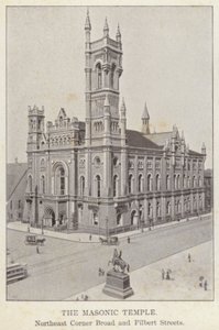 فيلادلفيا: المعبد الماسوني ، و Northeast Corner Broad و Filbert Streets (b / w photo) بواسطة المصور الأمريكي (بعد)